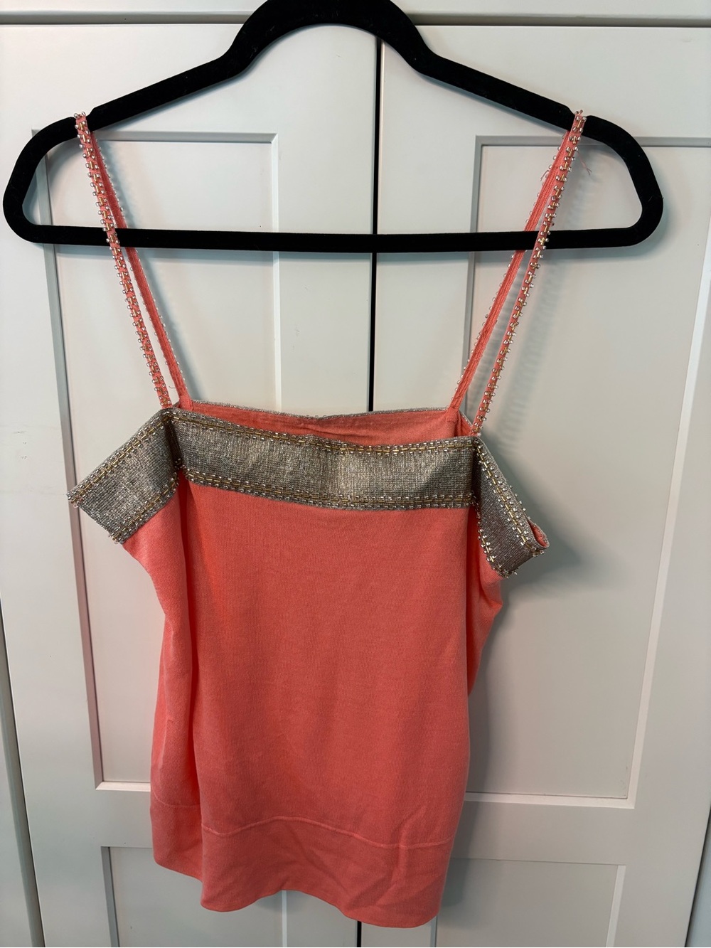 Iisli Women's Coral Camisole with Metallic Gold Trim new with tags